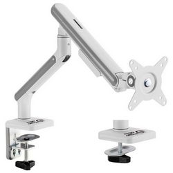 Stalak za monitor ERGO OFFICE ER-751 (Bijelo srebrni, Podesiv, Gasni opruga, Nosivost 9kg, VESA 75x75 100x100, Za 17" - 32" LED LCD QLED OLED ekrane)