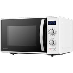 Toshiba MW2-AG23P(WH) 3-in-1 Microwave Oven with Grill and Combination Hob, 23 Litres, Rotating Plate with Storage, Timer, Built-in LED Lights, 900 W, Grill 1050 W, Pizza Programme, White Size: 485 x 