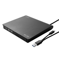 Savio AK-59 Vanjski vitki CD/DVD rekorder R/RW-USB-C/USB-A crna