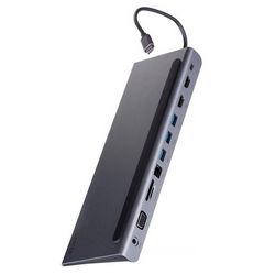 USB-C hub UNITEK (D1022B; USB-A x3, USB-C PD, HDMI x2, VGA, Ethernet RJ45, SD, Micro SD, 3.5mm Audio)