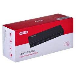 Hub USB-A + DC UNITEK Y-3184 (7x USB 3.2 Gen 1 Type-A)