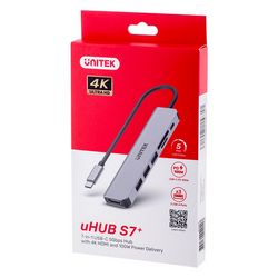 Hub USB-C UNITEK H1118A (USB-A x3, USB-C, HDMI, SD, microSD)