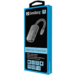 Priključna stanica za putovanja USB-C 6in1 Travel Dock Sandberg