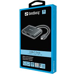 Priključna stanica USB-C Dock 2xHDMI + 1xVGA + USB + PD Sandberg