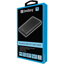 Prijenosni SANDBERG Powerbank USB-C PowerDelivery 100W 38/400mAh baterija