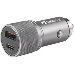 Auto punjač SANDBERG 1xQC3.0 and 1xUSB-C 48W (brzo punjenje, USB-C)