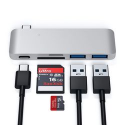 Satechi Aluminium Type-C Passthrough USB Hub (3x USB 3.0,MicroSD) - Silver