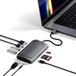 Satechi Aluminium USB4 Multiport Adapter w 8K HDMI (1x8K HDMI/30Hz, USB-C PD 100W, Ethernet, 2xUSB-A 3.2, 1xUSB-A 2.0, Micro/SD, 3.5mm audio) - Space Grey
