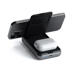 Satechi Duo Wireless Charger Power Stand (Powerbank based for iPhone & Airpods) - Space Grey