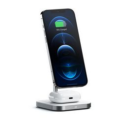 Bežični punjač SATECHII Aluminium 2-in-1 Magnetic Wireless Charging bijeli
