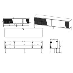 TV ormar CAMA MEBLE ABI 4D (crna mat, 200x38x62 cm)