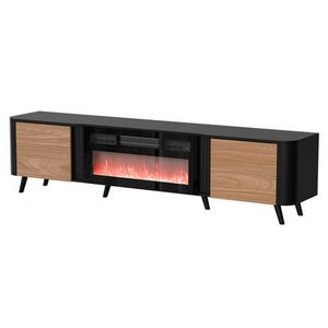 Ormarić za TV Cama MEBLE Volare RTV (200 x 39 x 49 cm, crna/orah, s kaminom)