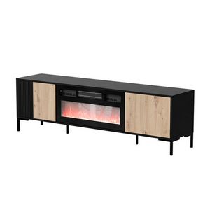 RTV ormar s kaminom CAMA MEBLE MERCI 180 x 40 x 53.5 cm (crna/hrast artisan)
