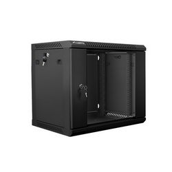 Zidni montažni ormar Lanberg 19'' 9U 600x450mm crni (staklena vrata)