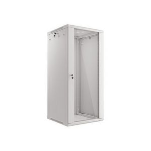 Lanberg wall-mounted installation rack cabinet 19'' 27U 600x600mm gray (glass door)