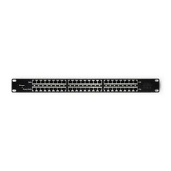 Patch panel QOLTEC Rack 54477 (48V, 24 porta, pasivni PoE injektor) crni