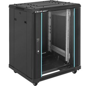 Qoltec 54518 19" RACK cabinet | 15U | 600 x 855 x 600 | Tempered glass door