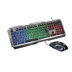 Tipkovnica + miš TRUST GXT845 Tural (gaming set, membranska, RGB osvjetljenje crna)