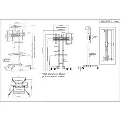Nosivost za TV i monitor, MANHATTAN, Trolley Stand, (crna, veličine ekrana: 37-65, VESA 200x200 do 600x400mm, maksimalno 40kg, LFD, doživotna garancija)