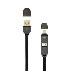 KABEL USB A Muški -> MICRO USB + 8-pin iPh Muški 1 m Crni
