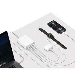 Belkin BOOST CHARGE PRO 108W 4-Ports USB GaN Desktop Charger (Dual C and Dual A) and 2M Cord - White