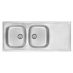 2-bowl steel sink with drainer