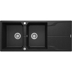 2-bowl granite sink with drainer