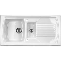 1.5-bowl ceramic sink with drainer