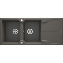 2-bowl granite sink with drainer