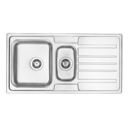 1.5-bowl steel sink with drainer