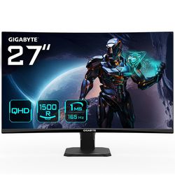 Gaming Monitor GIGABYTE GS27QC EK1 (Crna, 27", VA, FHD 2560 x 1440, 16:9, 1 ms, 250 cd/m2, 2 HDMI porta, 170 Hz)