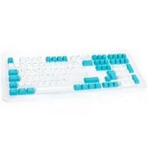 Ducky Keycap Set, PBT, ISO (DE) - white/blue