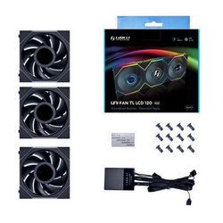 Ventilator za računalo LIAN LI UNI FAN TL LCD Series Fan (crna, 3 komada u pakiranju sa kontrolerom, 120mm)