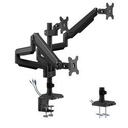 Stalak za tri monitora MACLEAN ER-408B (crna, sa gasnom oprugom, 17"-30", 7 kg, 1x USB 3.0, 2x mini-jack)