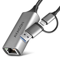 Mrežna kartica AXAGON ADE-TXCA (Titanium Grey, Gigabit Ethernet adapter, USB-C + USB-A)
