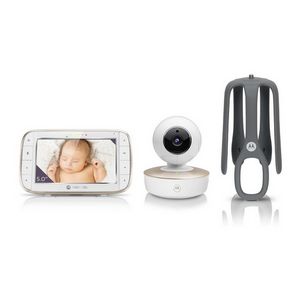 Prijenosni bebi monitor s Wi-Fi povezivanjem MOTOROLA VM855 CONNECT (5.0" TFT zaslon u boji s rezolucijom 480 x 272, uspavanke, dvosmjerna komunikacija, mjerenje temperature prostorije, bijelo-zlatna)