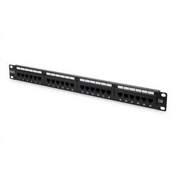 Patch panel Digitus DN-91624U (crna, kategorija: CAT 6, portovi: 24 x RJ45, snaga zadržavanja: 7,7 kg, maksimalna sila umetanja: 30N, 48,2 x 4,4 x 10,9 cm)