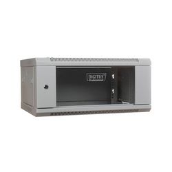 Mrežni ormar za montažu na zid DIGITUS 19" 4U rack 600x450 (staklena vrata, ne presavijen, nosivost 60kg, siva)