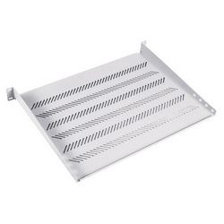 Fiksna polica 19" 1U, dubina 350 mm, nosivost 25 kg, montaža na 4 točke (siva, vijci i nosač u setu)