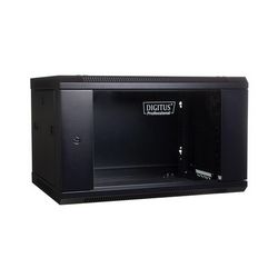 Zidni mrežni ormar 19" 4U rack 600x450 (crna, vrata ploča, nesložena, nosivost 60kg)
