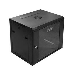 Mrežni ormar za montažu na zid 19" 9U rack 600x450 (crna, vrata od stakla, sklopiva, nosivost 60kg)