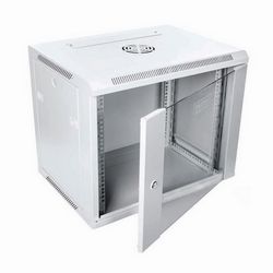 Wall-mounted network cabinet 19" 9U rack 600x450, door glass, gray, untilized, folded, 60kg