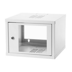 Mrežni ormar za montažu na zid 19" 4U rack 550x350 (staklena vrata, siva, sklopiva, nosivost 30kg)