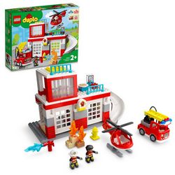 Igračka LEGO Vatrogasna postaja i helikopter DUPLO 10970 (set za igru, potiče kreativnost i maštu)
