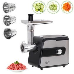 Mlin za meso s rendalicom Adler AD 4813 (Srebrna/Crna, 600 W, Broj brzina 2, Protok 1 kg/min)