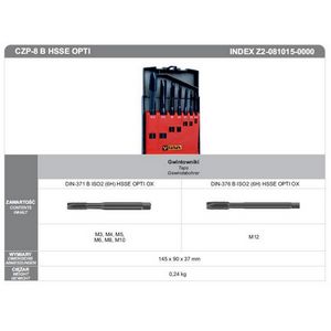 FANAR MACHINE TAPS set 8cz. CZP-8 B HSSE OPTI.  M3-M12
