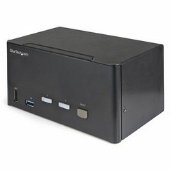 Prekidač za dva računala DP KVM, STARTECH, 2 PT DP KVM SWITCH (boja: crna, podrška za dva monitora, rezolucija do 4K)
