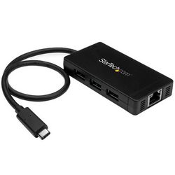 USB hub, STARTECH, 3PT USB 3.0 HUB - USB-C + GBE/HOST CONNECTOR-USB TYPE-C HUB (USB 3.0, USB-C, GBE/HOST konektor)