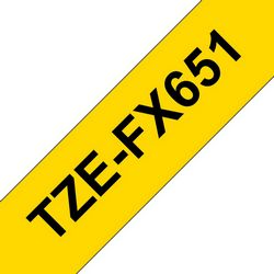 Fleksibilna traka BROTHER TZe-FX651 (crna na žutoj, 24mm x 8m)