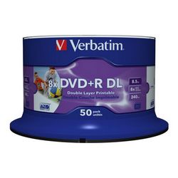 Verbatim DVD+R Double Layer Wide Inkjet Printable 8x